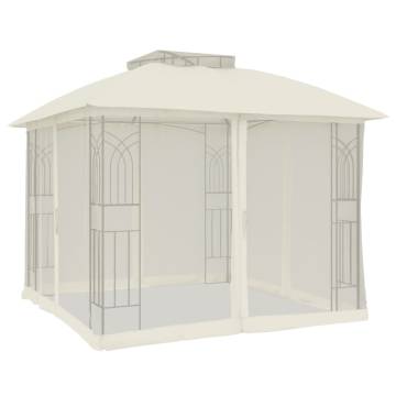 Gazebo with Double Roof & Mesh Walls - 2.94x2.94m Cream