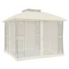 Gazebo with Double Roof & Mesh Walls - 2.94x2.94m Cream