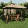  Gazebo with Double Roof and Mesh Walls Taupe 2.94x2.94 m Steel Colour taupe Quantity in Package 1 