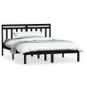 Black Solid Wood Pine Bed Frame 140x190 cm - HipoMarket