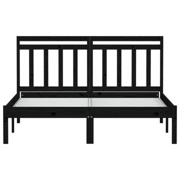 Black Solid Wood Pine Bed Frame 140x190 cm - HipoMarket