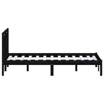 Black Solid Wood Pine Bed Frame 140x190 cm - HipoMarket