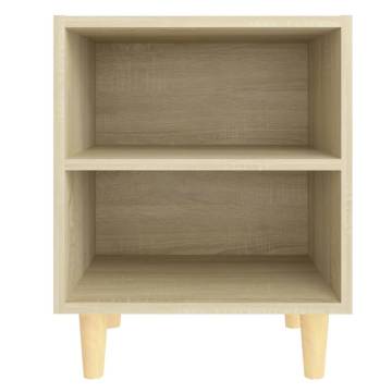 Scandinavian Bed Cabinet with Solid Wood Legs - Sonoma Oak