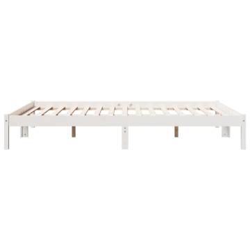 Extra Long White Bed Frame 140x210 cm - Solid Pine Wood