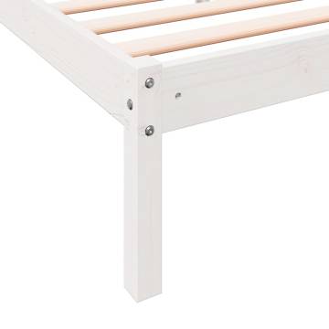 Extra Long White Bed Frame 140x210 cm - Solid Pine Wood