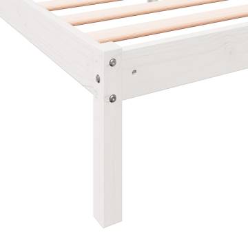 Extra Long Bed Frame without Mattress - White Solid Pine 200x210 cm