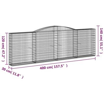 Arched Gabion Baskets 4 pcs - Galvanised Iron | Hipo Market