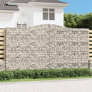 Arched Gabion Baskets 2 pcs - Galvanised Iron for Garden