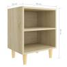 Scandinavian Bed Cabinet with Solid Wood Legs - Sonoma Oak