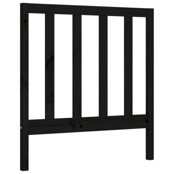 Black Small Single Bed Frame with Headboard - Solid Wood