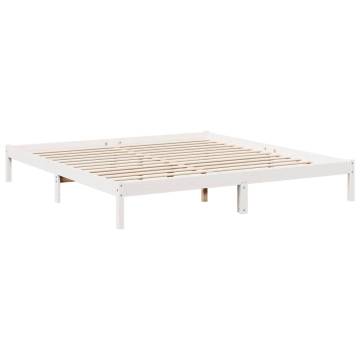 Extra Long White Bed Frame 180x220 cm - Solid Pine Wood