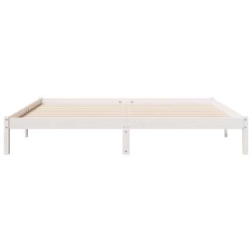 Extra Long White Bed Frame 180x220 cm - Solid Pine Wood