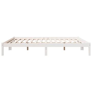 Extra Long White Bed Frame 200x220 cm - Solid Pine Wood