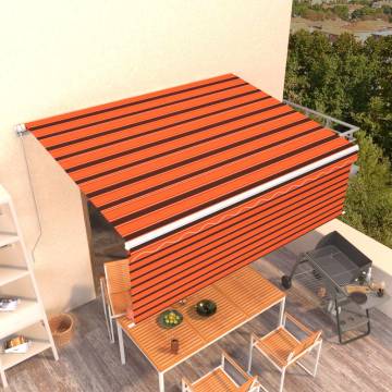 Manual Retractable Awning 4.5x3m - Orange & Brown