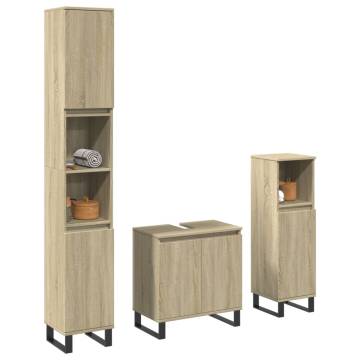 3 Piece Bathroom Furniture Set - Sonoma Oak Engineered Wood