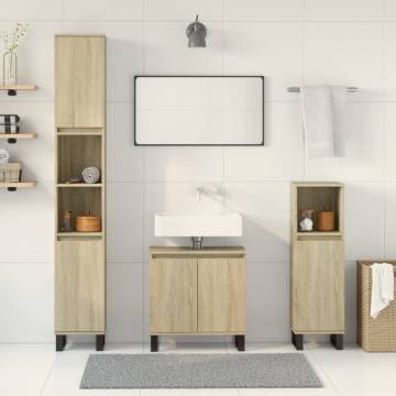 3 Piece Bathroom Furniture Set - Sonoma Oak Engineered Wood