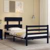  Bed Frame with Headboard Black Small Single Solid Wood Colour black Size 75 x 190 cm Model low 