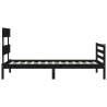 Black Small Single Bed Frame with Headboard - Solid Wood