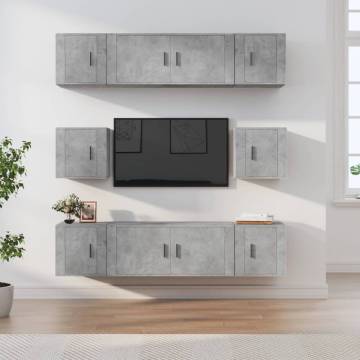 8 Piece TV Cabinet Set in Concrete Grey - Stylish Storage