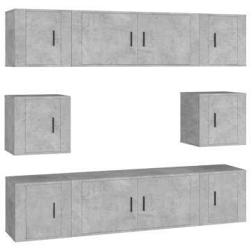 8 Piece TV Cabinet Set in Concrete Grey - Stylish Storage