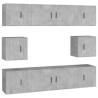 8 Piece TV Cabinet Set in Concrete Grey - Stylish Storage