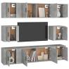 8 Piece TV Cabinet Set in Concrete Grey - Stylish Storage