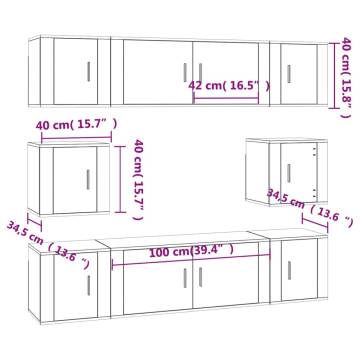 8 Piece TV Cabinet Set in Concrete Grey - Stylish Storage