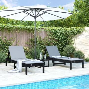 Black Sun Loungers 2 pcs - Solid Pine Wood for Ultimate Relaxation