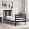  Bed Frame with Headboard Black Small Single Solid Wood Colour black Size 75 x 190 cm 