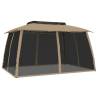 Gazebo with Double Roof and Mesh Walls - 3.93x2.93m Taupe