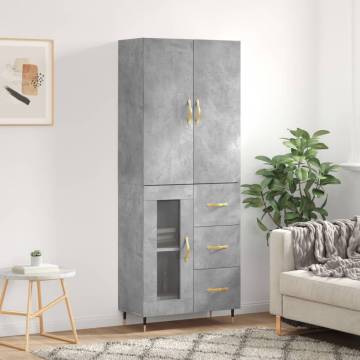 Stylish Highboard Concrete Grey - 69.5x34x180 cm | HipoMarket