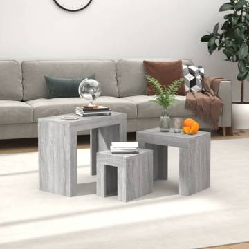 Nesting Coffee Tables 3 pcs - Grey Sonoma Engineered Wood