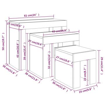 Nesting Coffee Tables 3 pcs - Grey Sonoma Engineered Wood