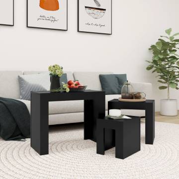 Nesting Coffee Tables 3 pcs - Versatile Black Engineered Wood