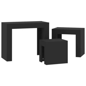 Nesting Coffee Tables 3 pcs - Versatile Black Engineered Wood