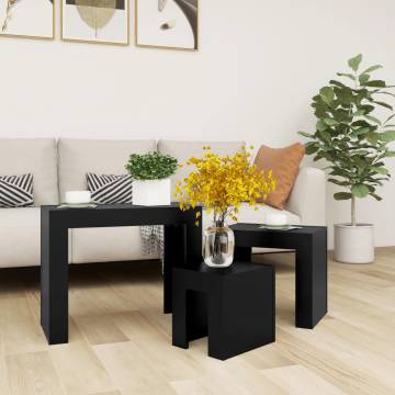 Nesting Coffee Tables 3 pcs - Versatile Black Engineered Wood