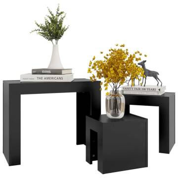 Nesting Coffee Tables 3 pcs - Versatile Black Engineered Wood