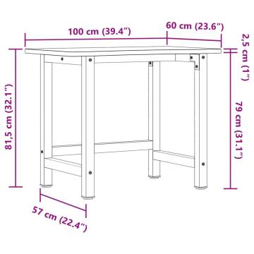 Solid Beech Workbench 100x(55-60)x81.5 cm - Durable & Versatile