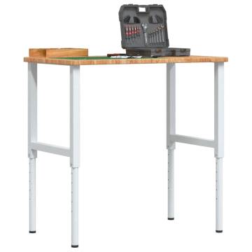 Light Brown Solid Oak Workbench 100x60cm - Durable & Adjustable