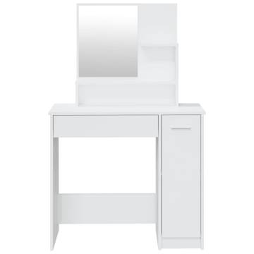 High Gloss White Dressing Table with Mirror - 86.5x35x136 cm