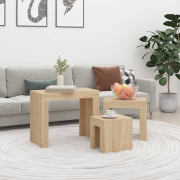 Nesting Coffee Tables Set - 3 Pcs Sonoma Oak - Hipomarket