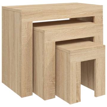 Nesting Coffee Tables Set - 3 Pcs Sonoma Oak - Hipomarket