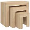 Nesting Coffee Tables Set - 3 Pcs Sonoma Oak - Hipomarket