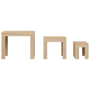 Nesting Coffee Tables Set - 3 Pcs Sonoma Oak - Hipomarket