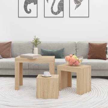 Nesting Coffee Tables Set - 3 Pcs Sonoma Oak - Hipomarket
