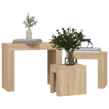 Nesting Coffee Tables Set - 3 Pcs Sonoma Oak - Hipomarket