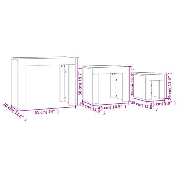 Nesting Coffee Tables Set - 3 Pcs Sonoma Oak - Hipomarket