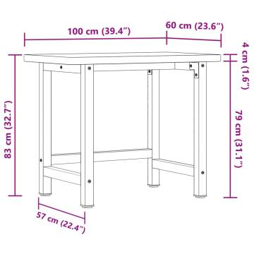 Solid Wood Oak Workbench 100x60x83 cm | Durable & Versatile