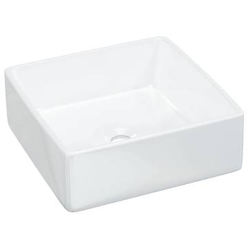 Elegant White Ceramic Square Wash Basin - 37x37 cm