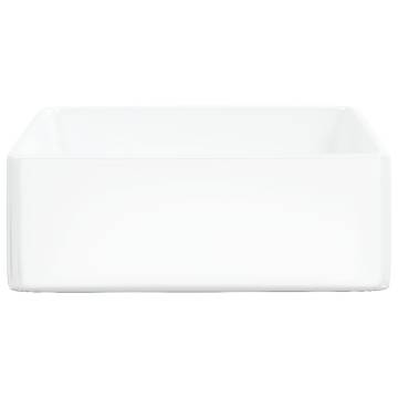 Elegant White Ceramic Square Wash Basin - 37x37 cm